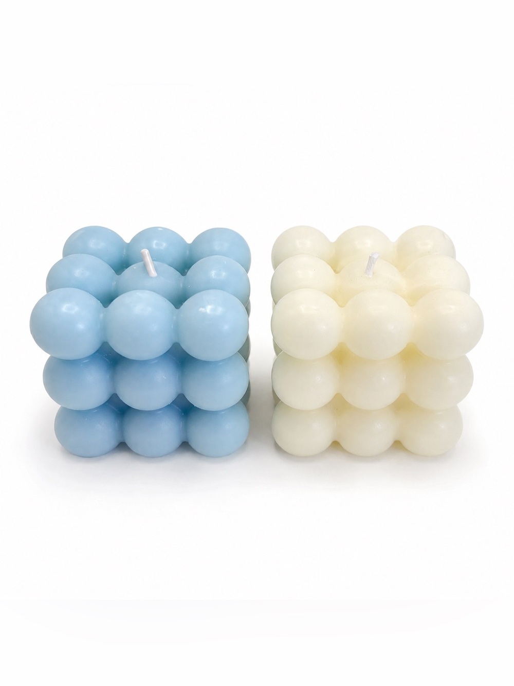 Handcrafted Bubble Cube Scented Candles - Blue and White